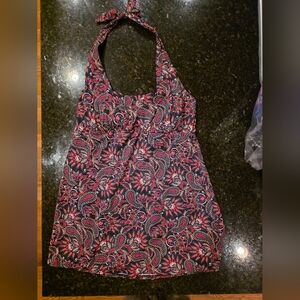 Floral Halter Neck One Piece Swimsuit